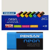 Pensan Neon Silgi 24 Adet Çocuklar İçin Toz Bırakmayan Yumuşak Silgi Seti