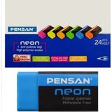 Pensan Neon Silgi 24 Lü Renkli Yüksek Polimer Silgi Seti Pratik Kullanım İçin