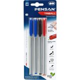 Pensan PE01003TKMT04 Kırmızı/Mavi/Siyah Tükenmez Kalem