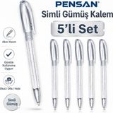 Pensan Simli Gümüş Jel Kalem 5 Adet