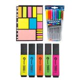 Pensan Tribal Tükenmez Kalem + Fixpoint 5 Renk Fosforlu Kalem + A4 15 Parça Post-It