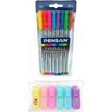 Pensan Triball 8'li Tükenmez Kalem ve I Love Diy 6'lı Mini Fosforlu Kalem Seti Renkli Kırtasiye