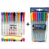 Pensan Triball 8'li Tükenmez Pensan My King 10'lu Simli Jel Kalem