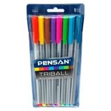 Pensan Triball Tükenmez Kalem Seti, 8'li Paket, Çok Renkli, 1.0mm