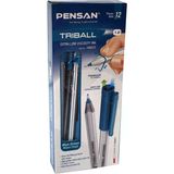 Pensan Tükenmez Kalem Triball 1.0 Mm Bilye Uç Mavi Yeşil Pe01003Tkmy (12 Li Paket)