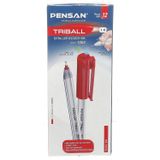 Pensan Tükenmez Kalem - Triball 1003, 1,0 mm, 12'li Set, Kırmızı