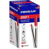 Pensan Üçgen Tükenmez Kalem 50 Adet Kırmızı 1.0 mm Dayanıklı ve Uzun Süreli Kullanım için