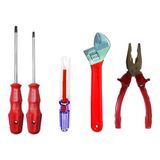 Pense+ 10" Kurbağacık Anahtar Pvc Kaplamalı+Kontrol Kalemi +Yıldız ve Düz Tornavida Ev Seti 5'li Set