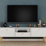Penta Tv Sehpası, Ahşap Ayaklı, Beyaz, 160 Cm