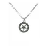 Pentagram İşlemeli Unisex Kolye – 60 Cm Zincirli, Gotik & Mistik Metal Takı