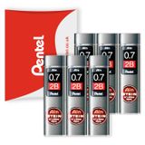 Pentel Ain Stein Mekanik Yedek Uçlar - Otomatik/Mekanik Kalemler için - Pentel Yastık Ambalajında (0,7 mm 2B, 6'lı Paket)