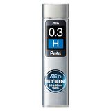 Pentel AIN taş kurşun kalem ucu, çizgi kalınlığı 0.3 mm, sertlik derecesi H, 15 madenlerde je kutu H