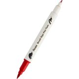 Pentel Brush Sing Pen Twin Çift Taraflı Fırça Uçlu Kalem Red - Açık Kırmızı
