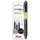 Pentel Energel Jel Kalem ve 3 adet Refill ( Yedek) Set 0.7 mm Siyah LR7-3A-PROMO