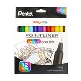 Pentel Pointliner colour S40 keçeli kalem, boya mürekkebi, 0,4 mm, 12'li set, çeşitli renklerde