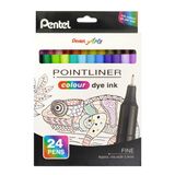 Pentel Pointliner colour S40 keçeli kalem, boya mürekkebi, 0,4 mm, 24'lü set, çeşitli renklerde
