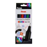 Pentel Pointliner colour S40 keçeli kalem, boya mürekkebi, 0,4 mm, 6'lı set, çeşitli renklerde