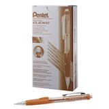 Pentel Twist-Erase CLICK Mekanik Kalem, (0,7 mm), Şeffaf Namlu, Turuncu Tutuş, 12'li paket (PD277TF)