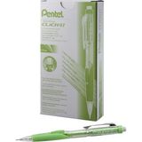 Pentel Twist-Erase Click Mekanik Kalem, (0,7 Mm), Şeffaf Varil, Kireç Yeşili Kavrama, 12'li Paket (P - Renkli