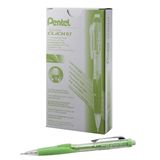 Pentel Twist-Erase CLICK Mekanik Kalem, (0,7 mm), Şeffaf Varil, Kireç Yeşili Kavrama, 12'li paket (PD277TK)