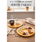 Penthouse 2 Adet Yuvarlak Bambu 20 x 20 cm Servis Tabağı, Sunumluk