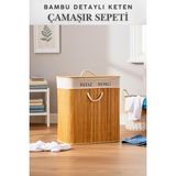 Penthouse 2 Bölmeli Bambu Çamaşır Sepeti