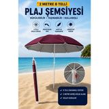 Penthouse 2 Metre 8 Telli Bükülebilir Bahçe Şemsiyesi Bordo Tekstil Malzeme ile Güneşten Korur