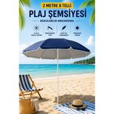 Penthouse 2 Metre 8 Telli Bükülebilir Mekanizmalı Bahçe Balkon Plaj Şemsiyesi Metal Gövde ile UV Koruma - Lacivert