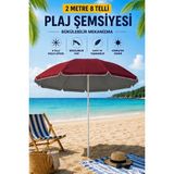 Penthouse 2 Metre 8 Telli Bükülebilir Mekanizmalı Plaj Şemsiyesi Metal Tekstil Yuvarlak Şekil - Bej