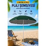 Penthouse 2 Metre 8 Telli Plaj Şemsiyesi Bükülebilir Mekanizmalı Bahçe Balkon Şemsiyesi - Haki