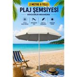 Penthouse 2 Metre 8 Telli Plaj Şemsiyesi Bükülebilir Mekanizmalı Bahçe Balkon Şemsiyesi