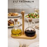 Penthouse 2'li Borosilikat Yağdanlık Seti - Şeffaf Bambu - 300 ml - 2'Lİ