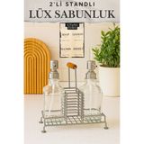 Penthouse 2'li Metal Standlı Cam Mutfak & Banyo Sıvı Sabunluk Seti