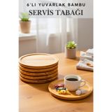 Penthouse 6 Adet Yuvarlak Bambu 20 x 20 cm Servis Tabağı, Sunumluk