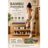 Penthouse Bambu Ayakkabılık Oturmalı Minderli 2 Raflı 6 Çift Kapasiteli Şık ve Dayanıklı Ayakkabı Rafı