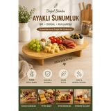 Penthouse Bambu Ayaklı Sunumluk 49,5X19,5 cm Dekoratif Kahvaltılık Sunum Tepsisi Servis ve Kesme Tahtası