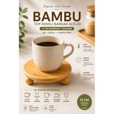 Penthouse Bambu Top Ayaklı Bardak Altlığı 11 cm Doğal Ahşap Sunumluk Isıya Dayanıklı Mini Stand
