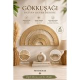 Penthouse Bohem Gökkuşağı Rattan Duvar Dekoru El Yapımı Doğal Hasır Duvar Süsü 60x30 cm Salon Yatak Odası Ofis Dekorasyonu
