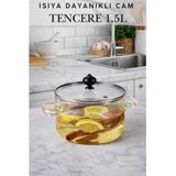 Penthouse Carlton Siyah Kapaklı Isıya Dayanıklı Cam Tencere - Siyah - Şeffaf - 1.5 L