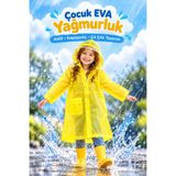 Penthouse Çocuk EVA Yağmurluk Su Geçirmez Kapüşonlu Şeffaf Vizörlü Çıt Çıtlı 7-11 Yaş Unisex