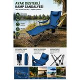 Penthouse Kamp Sandalyesi Taşıma Çantalı Ayak Destekli Sırtı Yatabilen - Mavi