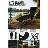 Penthouse Kamp Sandalyesi Taşıma Çantalı Ayak Destekli Sırtı Yatabilen - Siyah