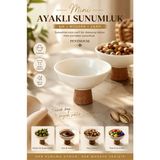 Penthouse Mini Ayaklı Porselen Sunumluk Doğal Ahşap Ayaklı Çerezlik Sosluk Reçellik Kahvaltılık Sunum Kasesi - 1 Adet