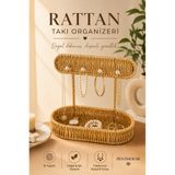 Penthouse Rattan Takı Organizeri El Yapımı Takılık ve Saat Düzenleyici Kolye Küpe Bileklik Standı Doğal Hasır Takı Standı