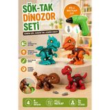Penthouse Sök Tak 4'lü 12cm Dinozor Oyuncak Seti Vidalı Montajlı Eğitici Oyuncak + Pilli Matkap İle