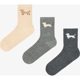Penti 3 Çift Pamuklu Peluş Köpek Desenli Soket Çorap - 36 - 40 - Siyah