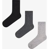 Penti Açık Gri Siyah Elegance Texture Pamuklu Jakarlı 3 Çift Soket Çorap - 36 - 40