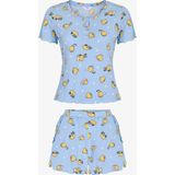 Penti Açık Mavi Happiness Fitilli Hayvan Desenli Kısa Kollu Şort Pijama Takımı