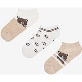 Penti Bear Paw 3lü Bej Çok Renkli Burun Dikişsiz Patik Çorap - Standart