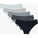Penti Black Crispy Yaprak Desenli 5'li Hipster Külot - Çok Renkli - XS